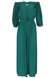 Off The Shoulder Jumpsuit Teal Green