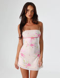 CARSYN MINI DRESS PINK FLORAL WATER COLOUR FLORAL