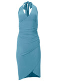 Halter Wrap Dress Blue