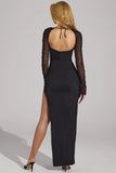 Embellished Side Split Maxi Dress in Black
