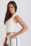 Soft Active Polo Crop Top in Coconut