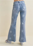 Mid Rise Star Flare Jeans Light Wash