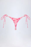 Side Tie Thong Bikini Bottoms in Pink Orchid Print