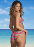 Lurex Rib Amalfi Bandeau Top Tweedy Plaid