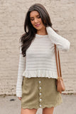 Charlotte Ivory Open Knit Ruffle Trim Sweater SALE