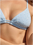 Embellished Bikini Top Light Blue