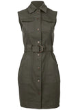 Colored Twill Utility Dress Olive