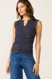 Ruched Split Neck Tank