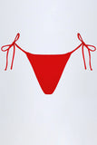 Side Tie Cheeky Bikini Bottoms in Fiery Red