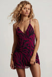 Open Back A Line Mini Dress in Pink Zebra Print