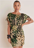 Boatneck Mini Dress Brushed Animal