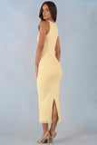 Modal Lace Trim Midaxi Dress in Butter Yellow