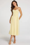 Modal Lace Trim Midaxi Dress in Pastel Yellow