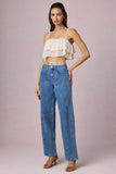 Mid Rise Barrel Leg Jeans in Mid Blue Wash