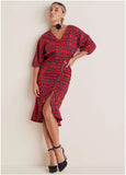 Ruffled Midi Dress Racing Red Multi
