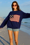 Home Of The Free Navy Textured Flag Sweater