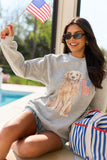 Patriotic Pup Light Grey Graphic Sweatshirt