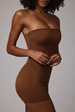 Soft Sheer Mesh Bandeau Mini Slip Dress in Mocha