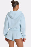 Oversized Zip Up Hoodie in Powder Blue