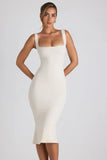 Modal Lace Trim Midaxi Dress in Ivory