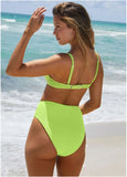 Textured High Waist Bottom Bright Lime Green