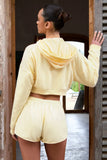 Terry Cotton Zip Up Cropped Hoodie in Lemon