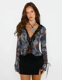ZELDA TOP BLACK ABSTRACT