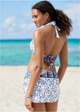 Anguilla Halter Bikini Top Lotus Flowers