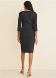 Ponte Ruched Dress Jet Black