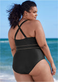 High Neck One Piece Black Beauty