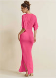 Drape Sleeve Maxi Dress Hot Pink
