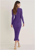 Ribbed Maxi Sweater Dress Violet Indigo