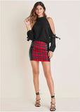 Cold Shoulder Bow Sweater Jet Black