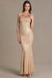 Embellished Open Back Maxi Dress in Gold