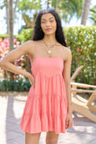 Change My Tune Coral Square Neck Solid Romper Dress