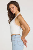 Modal Lace Trim Halterneck Top in White