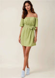 Off The Shoulder Mini Dress Light Green
