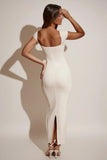 Modal Sweetheart Neck Cap Sleeve Maxi Dress in Ivory