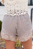 Janie Crochet Trim Stripe Shorts