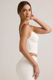 Modal V Neck Ruched Camisole Top in White