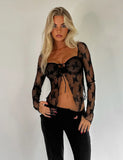 KAROLINA LONG SLEEVE TOP BLACK LACE