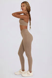 Brushed Jersey Ruched Mid Rise Leggings in Mocha Marl