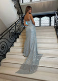 Entice Me Cowl Neck Embellished Gown Silver