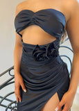 Steal the Moment Corsage Gown with Neck Tie Black