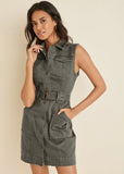 Colored Twill Utility Dress Olive