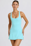 Soft Active Open Back Tennis Dress in Aqua