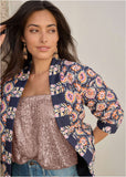 Quilted Jacket With Tie Blue Pink