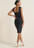 Cross Neck Bandage Dress Jet Black