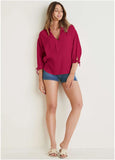 Textured Oversized Blouse Persian Red