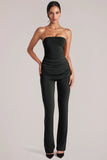Mid Rise Fitted Trousers in Black